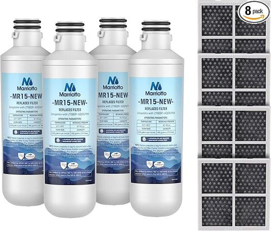 MARRIOTTO Water Filter LT1000PC Replacement for Refrigerator, Compatible with LT1000PC/PCS, LT1000PC, LT-1000PC, MDJ64844601, ADQ747935 ADQ74793504 Water Filter (4+4)