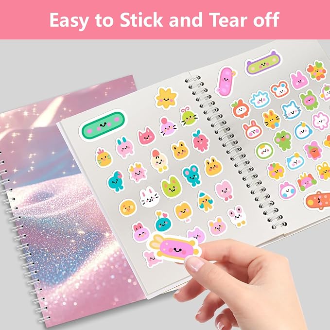 BetterJonny 4 Pcs Reusable Sticker Book Collecting Album Blank Sticker Storage Organizer Book, A5 Size 24 Inner Pages Per Album, Release Paper for Collecting Stickers, Labels(Dreamlike Quicksand)