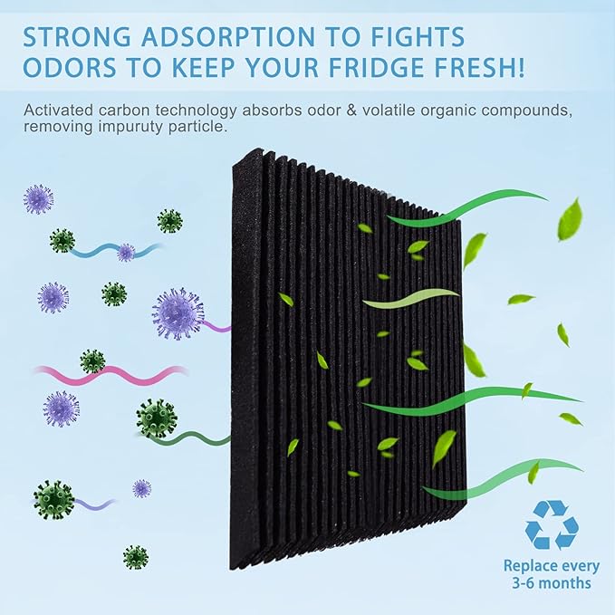 Refrigerator Air Filter Replacement for Frigidaire PAULTRA Pure Air Ultra, Compatible with Electrolux EAFCBF, Kenmore, Freshen Your Fridge with Activated Carbon Air Filter - Part 242061001-4PCS