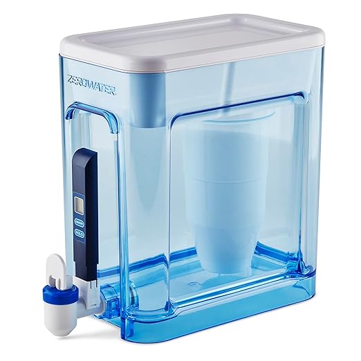 ZeroWater 10-Cup Ready-Pour 5-Stage Water Filter Pitcher 0 TDS & 22-Cup Ready-Read 5-Stage Water Filter Dispenser with Instant Read Out - 0 TDS IAPMO Certified to Reduce Lead, Chromium
