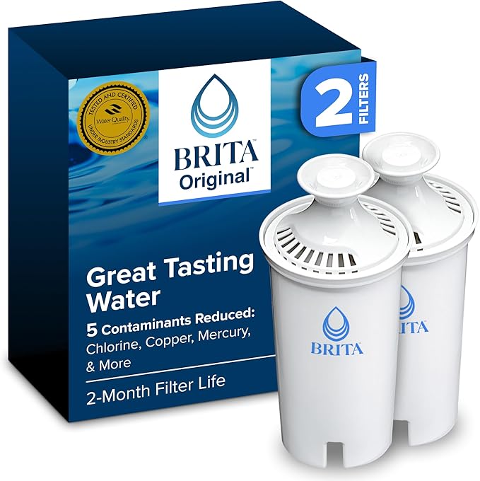 Brita Standard Water Filter for Pitchers and Dispensers, BPA-Free, Replaces 1,800 Plastic Water Bottles a Year, Lasts Two Months or 40 Gallons, Includes 2 Filters