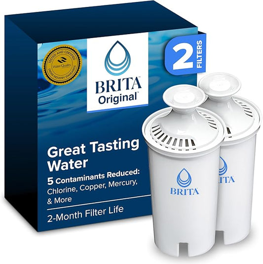 Brita Standard Water Filter for Pitchers and Dispensers, BPA-Free, Replaces 1,800 Plastic Water Bottles a Year, Lasts Two Months or 40 Gallons, Includes 2 Filters