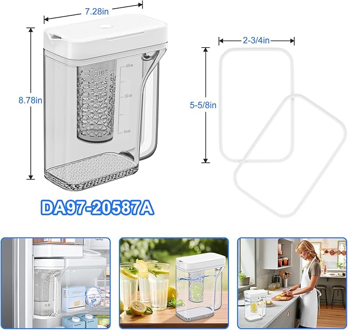 Upgraded DA97-20587A Refrigerator Water Pitcher Compatible with Samsung Water Pitcher for Fridge Door Replacement No Leak Samsung Fridge RF28R6301SG RF28R7351SG RF28R6221SR RF22R7351SG RF22R7351SR
