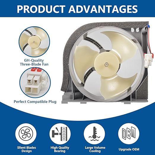 DA97-15765A Original (OEM) Refrigerator Condenser Fan Assembly Compatible with Samsung, Replaces DA97-15765C, DA97-12842A, PS11733650, DA31-00340A, AP6001015, AP5965200, PS11718224, EAP11718224.
