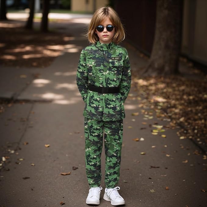 Colorful House Kids Army Costume Unisex Soldier Dress up for Halloween Role Play