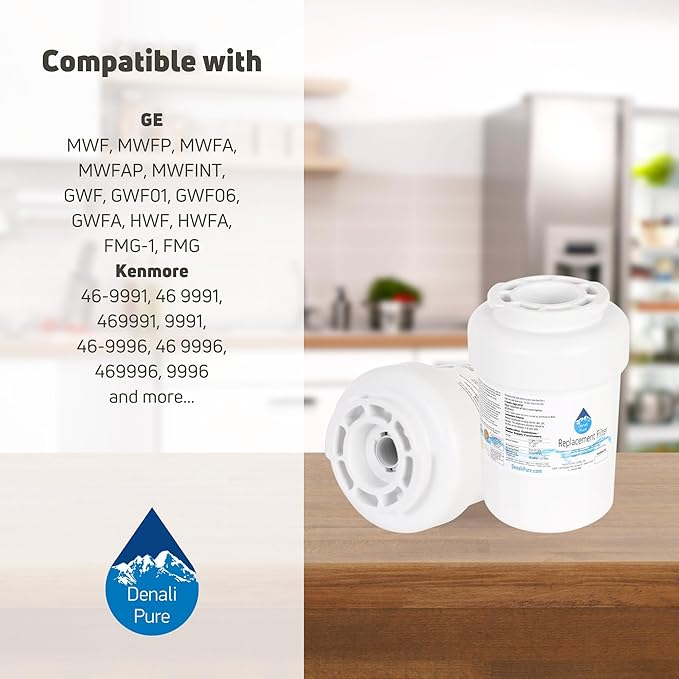 Denali Pure 3-Pack Replacement for GE GSHL5KGXGCLS Refrigerator Water Filter - Compatible with GE MWF, MWFP Fridge Water Filter Cartridge