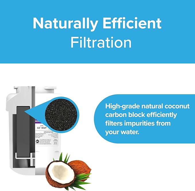 Brio Replacement Refrigerator Filters for GE, Sears, Kenmore models | Significantly reduces unpleasant Tastes, Odors, Chlorine, and VOCs from Fridge Water & Ice | NSF Certified - (Pack of 3)