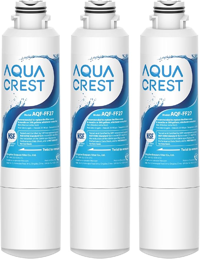 AQUA CREST DA29-00020B Replacement for Samsung® HAF-CIN/EXP, DA29-00020B-1, RF28HMEDBSR, RF263BEAESR, RF4287HARS, HAF-CIN, DA97-08006A-1, RF28K9380SR, RF28HFEDTSR, Refrigerator Water Filter, 3 Filters