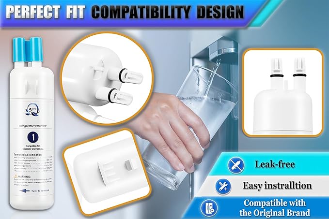 W10295370A Water Filter Replacement Compatible for Whirlpool EDR1RXD1, Everydrop Filter 1, W10295370, W10276924, WHR1RXD1, KAD1RXD1, P4RFWB, P5WB2L, P8WB2L, P8RFWB2L, 46-9930, 46-9081 (4-PACK)