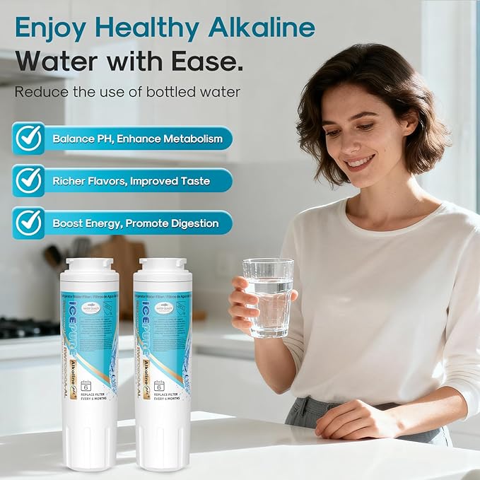 ICEPURE Alkaline UKF8001 Refrigerator Water Filter Replacement for Whirlpool EDR4RXD1, EveryDrop Filter 4, Maytag UKF8001, 4396395, UKF8001P, UKF8001AXX, RFC0900A, UKF8001AXX-200, Enhances PH, 1 Pack