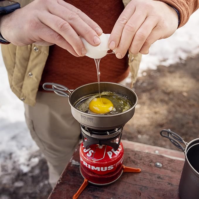 Explorer Bear Titanium Stackable Camping Cooking Pot Mess Kit Set
