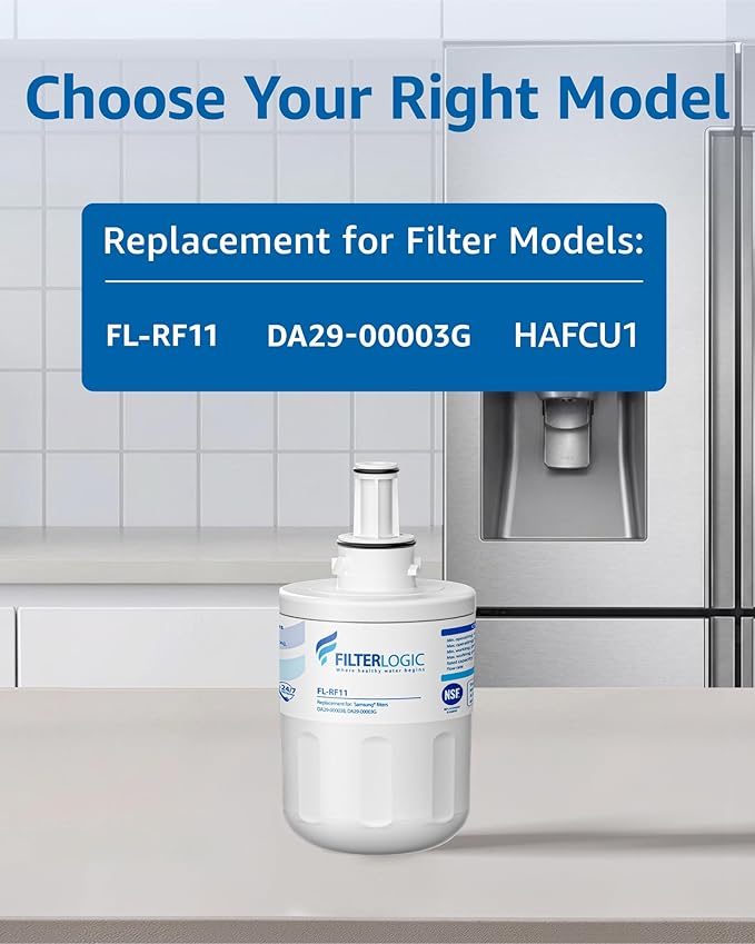 Filterlogic DA29-00003G Refrigerator Water Filter, Replacement for Samsung® DA29-00003B, RSG257AARS, RFG237AARS, HAFCU1, RFG297AARS, RS22HDHPNSR, WSS-1, 2 Filters