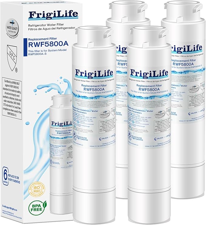 RWF5800A Replacement for Frigidaire EPTWFU01, EWF02, Pure Source Ultra II, PureSource Ultra 2, SCWFTCTO1, EPTWFUO1, GP006, CLCH128, SMF1007, DE022 TH-01 MR022 Refrigerator Water Filter 4PACK