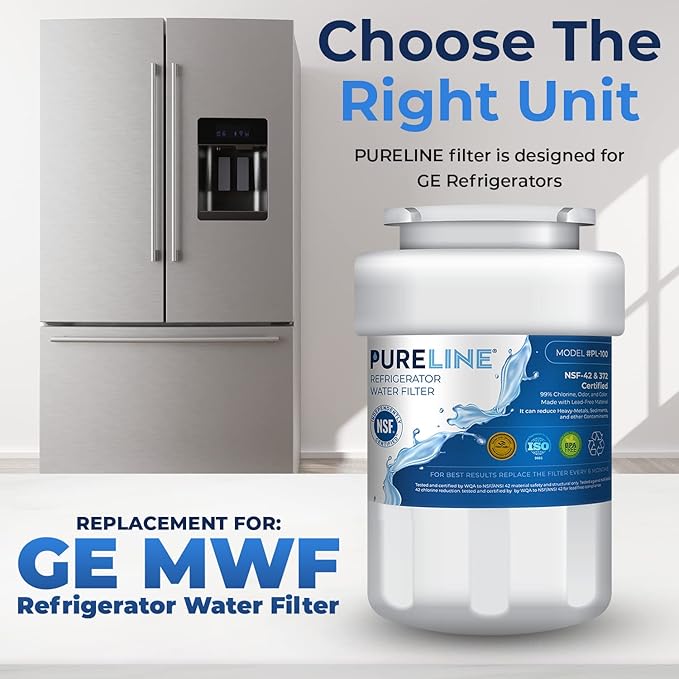 Pureline Replacement for MWF Refrigerator Water Filter, Smartwater MWFP, Kenmore 46-9991, Models MWFP, MWFINT, GWF, GWFA, Refrigerator Water Filters. (2 Pack)