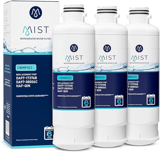 Mist HAF-QIN/EXP Refrigerator Water Filter Replacement for Samsung DA97-17376B, DA97-08006C, Refrigerators RF23M8570SR, RF28R7351SR – NSF 42 Certified – 3 Pack