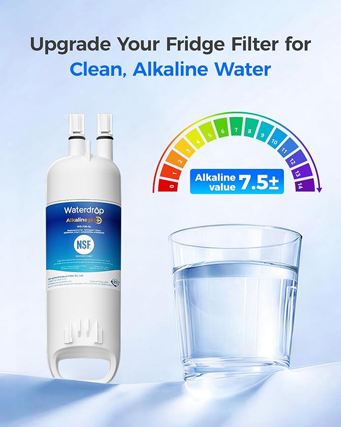 Waterdrop Alkaline W10295370A Replacement for Everydrop® Filter 1, EDR1RXD1, EDR1RXD1B, P8RFWB2L, P4RFWB, Kenmore® 46-9081, 46-9930, WD-F38, Enhances pH Refrigerator Water Filter