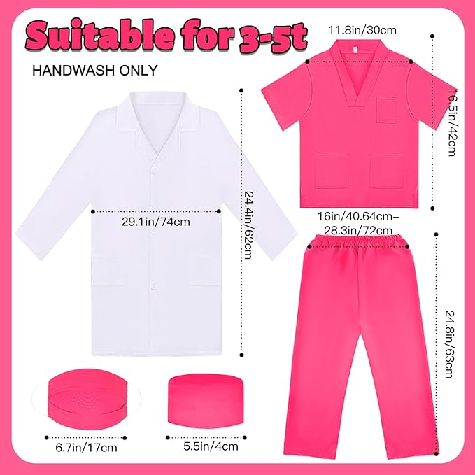 Liberry Doctor Costume for Kids, Toddler Doctor Dress Up Clothes with Real Stethoscope, Career Day Role Play Gift for Girls