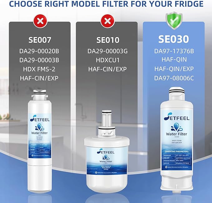 HAF-QIN DA97-17376B Refrigerator Water Filter for Samsung, Carbon Block Filtration, HAF-QIN/EXP Rs27t5200sr hafqin Rs22t5201sr RF28R7201SR RF32CG5400SR, Bespoke Water Filter 4 PacK SETFEEL