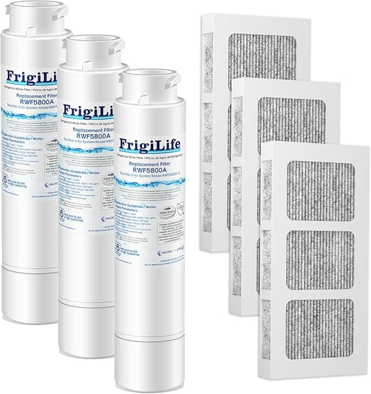 RWF5800A Refrigerator Water Filter Replacement for Frigidaire EPTWFU01 Pure Source Ultra II, Pure Source Ultra 2, EWF02, SCWFTCTO, CLCH128 GP006 DE022 and Pure Air Ultra 2 Air Filter 3 Combo
