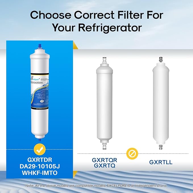 EXCELPURE GXRTDR Inline Water Filter Replacement for GE GXRTDR, 4378411RB, Samsung HAFEX/EXP, DA29-10105J, Whirlpool WHKF-IMTO, IC-100A, For Refrigerator, IceMaker, RVs, Marines, 1PACK