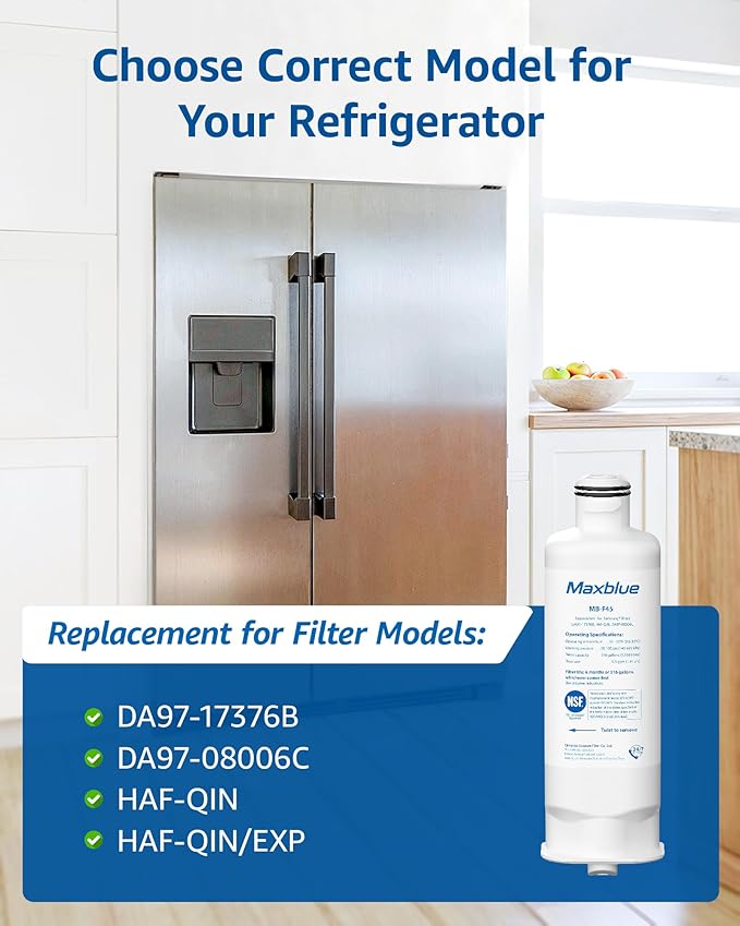 Maxblue DA97-17376B Refrigerator Water Filter, Compatible with Samsung® HAF-QIN/EXP, DA97-08006C, HAF-QIN, RF28R7201SR, RF28R7351SG, RF23M8070SR, MB-F45, 3 Filters
