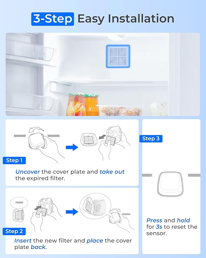 Waterdrop Plus ADQ73613401 Refrigerator Water Filter and Replacement for LG® LT120F® Refrigerator Air Filter, 3 Combo