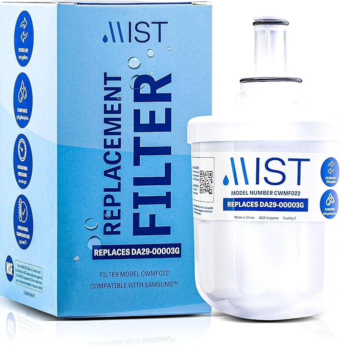 Mist DA29-00003G Refrigerator Water Filter Replacement for Samsung DA29-00003F, HAFCU1, Aqua-Pure Plus, Kenmore HAFIN1 – NSF 42 & 372 Certified – 1 Pack