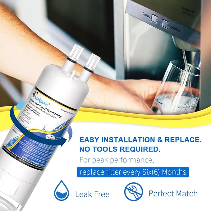 EXCELPURE WHR1RXD1 Refrigerator Water Filter Replacement for EDR1RXD1, Everydrop® Filter 1, W10295370A, KAD1RXD1, 46-9081, 46-9930, P4RFWB, P5WB2L, PS2378001, 4Pack