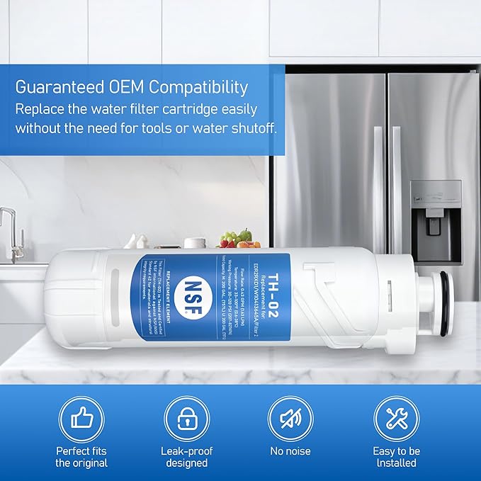TEEHAY EDR2RXD1 Water Filter 2 Replacement, Compatible with Whirlpool W10413645A, P9KB2L, P9RFKB2L, Whirlpool WRX986SIHV, WRX986SIHZ, WRQC7836RZ, WRMF7736PZ, WRMF7736PV, WRF757SDHZ, 3 Pack