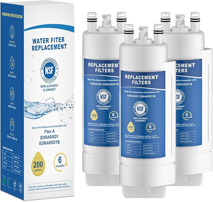 EDRARXD1 Water Filter Replacement, Compatible with Whirlpool EDRARXD1, Everydrop Filter A, EDRARXD1B, WRMF3636RZ, WRMF3636RW, WRMF3636RB, 3 Pack
