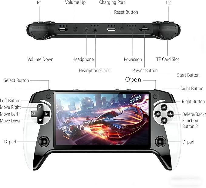 X9 Retro Handheld Game Console, Handheld Emulator, 5.5 Inch HD IPS Screen, 20000+ Built-in Games, Inch IPS Screen and 16/32/64gb, 5-Hour Battery Life (16G)