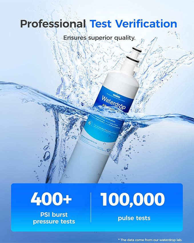 Waterdrop WD-F19C-AL Alkaline Refrigerator Water Filter, Enhances pH, Replacement for GE® RPWFE®, RPWF (Built-in CHIP) Refrigerator Water Filter, Compatible with GFE28GYNFS, GFE28GELDS