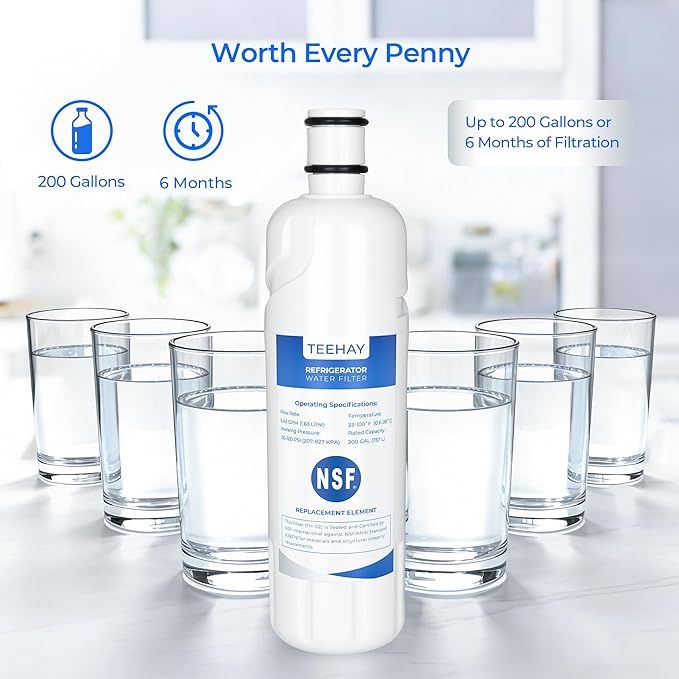 TEEHAY W10413645A Water Filter 2 Replacement, Compatible with Everydrop Filter 2, EDR2RXD1, Whirlpool WHR2RXD1, P9KB2L, P9RFKB2L, Whirlpool WRX986SIHZ, WRF757SDHZ, WRF767SDHZ, WRF736SDAM, 3 Pack