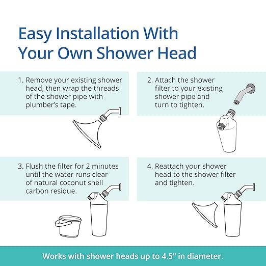 Aquasana Shower Filter | Dermatologist-recommended for softer, healthier skin & hair | Proven to reduce 90% of chlorine for 6 months | High pressure | Chrome wand shower head | AQ-4105CHR