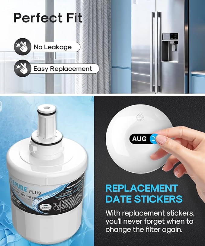 ICEPURE PLUS DA29-00003G NSF/ANSI 53 & 42 Certified Refrigerator Water Filter, Remove Lead, Replacement for Samsung DA29-00003B DA29-00003A, Aqua-Pure Plus, HDX FMS-1 HAFCU1 WF289 WSS-1 WFC2201, 3PACK