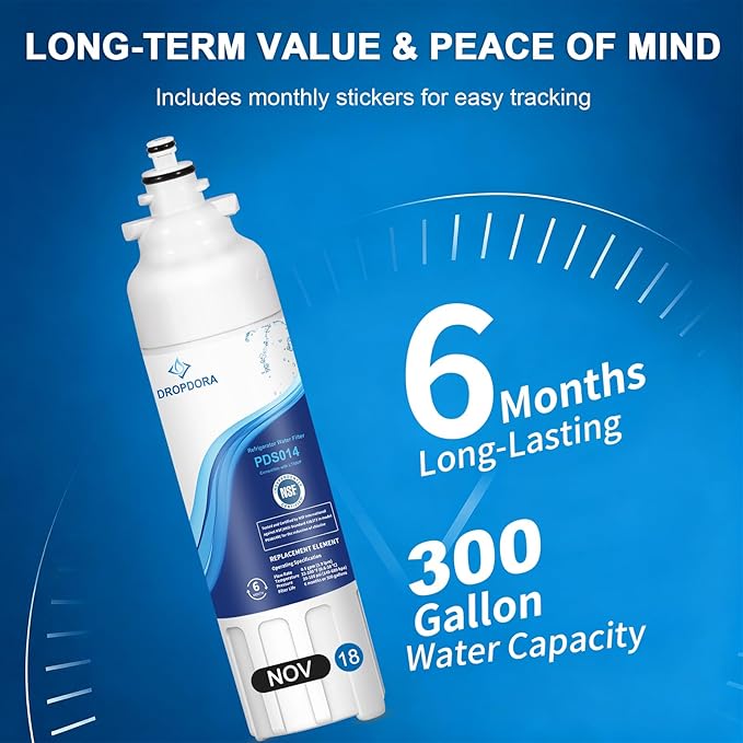 ADQ73613401 Replacement 3-Pack, NSF 42 & 372 Certified, Refrigerator Water Filter Compatible with LG LT800P, LT800PC, ADQ736134, ADQ73613402, LSXS26326S, LSXS26366S