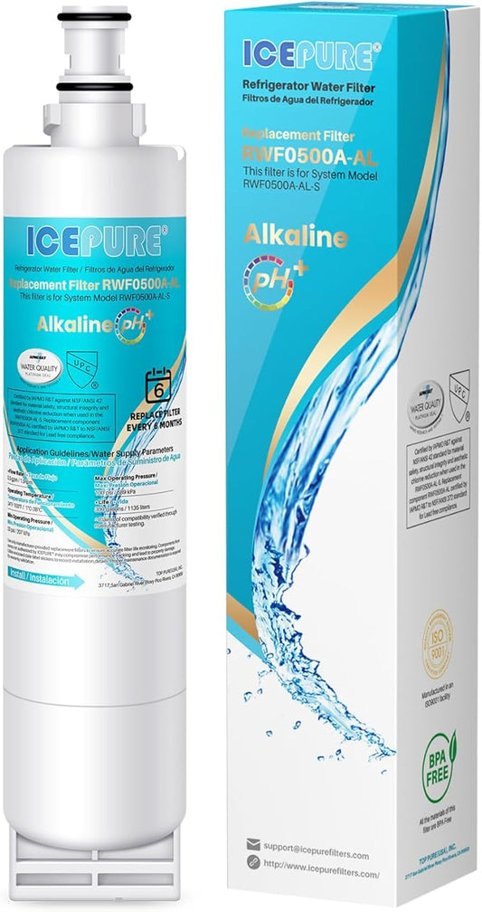 ICEPURE Alkaline 4396508 Refrigerator Water Filter Replacement for EDR5RXD1, EveryDrop Filter 5, Whirlpool 4396510, 4392857, 4396547, 9085, NL300, LC400V, PNL240V, WF-NLC240V WF285, Enhances PH, 1Pack