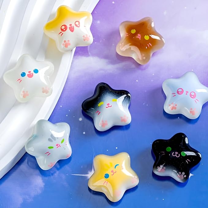 8 Pieces Star Magnets for Fridge Glow in The Dark–Cute Kitten Decorative Fridge Magnets, Strong Hold Luminous Refrigerator Magnet for Kitchen Office Use,Gifts for Cat Lovers