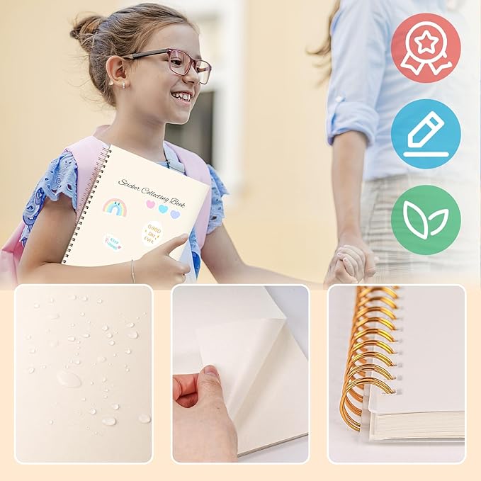 Koogel Sticker Book Collecting, 5.8 x 8 Inch, 50 Sheets with Release Paper