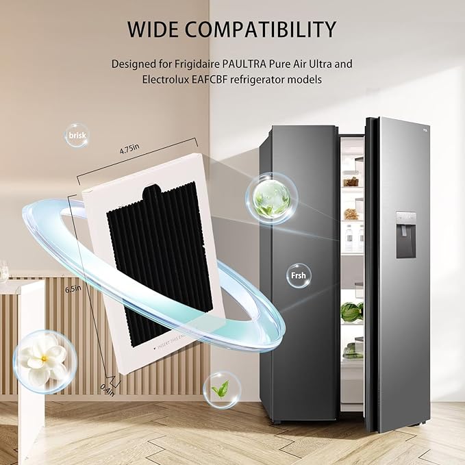 6 Pack Frigidaire Air Filter Replacement, Carbon Activated Air Filter Compatible with Frigidaire Pure Air Ultra & Electrolux EAFCBF, PAULTRA, SCPUREAIR2PK, RAF1150, Replaces 242047804, 242047801