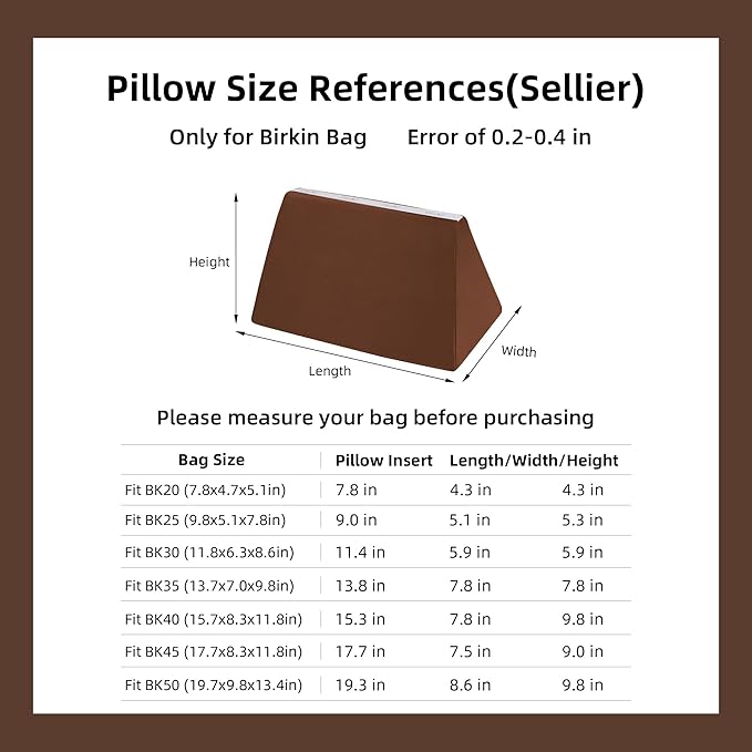 DGAZ Purse Pillow Shaper Insert,Luxury Handbag Tote Shapers, Memory Foam- Fits Birkin 20/25/30/35/40/45/50 Bag(Gold,BK30 Sellier)