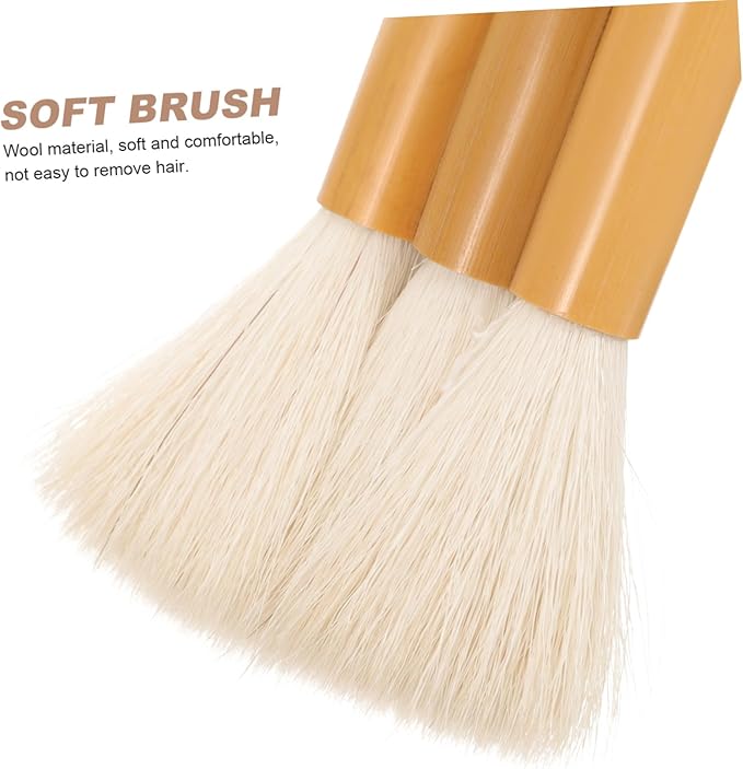 3pcs Multi-Function Wool Hair Paint Brush for Wall Painting Comfortable Grip Watercolor Artist Brush for Oil Paint and Decorative Drawing Portable