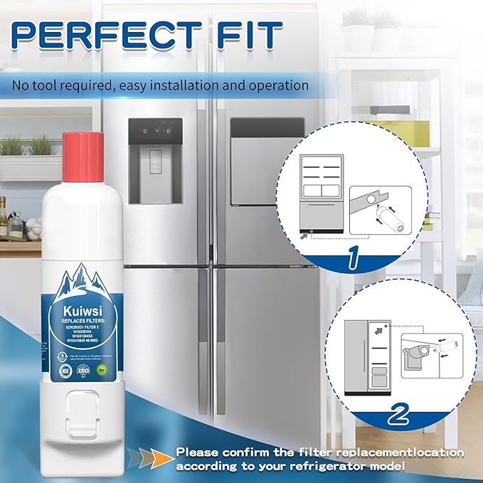 Water Filter Replacement for KitchenAid KAD2RXD1, KRFF577KPS02, KRMF536RPS01, KRQC736RPS, KRMF706ESS01, KRFC704FPS, KRMF706EBS01, KRFF507HPS02, KRFC604FSS, KRMF606ESS, 3 Pack