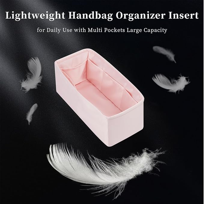 Lindy Bags Organizer Insert, Bag Storage with Silky Satins Material, Lightweight Inner Bag Compatible with Lindy 34 Bag Storage, Multiple Pockets Large Capacity (Pink, Lindy34)