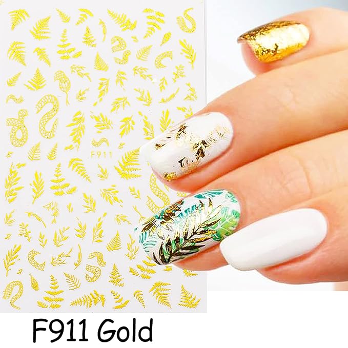 6 Sheets Gold Nail Art Adhesive Sticker 3D Self-Adhesive Nail Decals Art Design Holographic Moon Sun Stars Nail Art Sticker Decoration for Women Manicure Tips Acrylic Nails DIY Nails Art Supplies