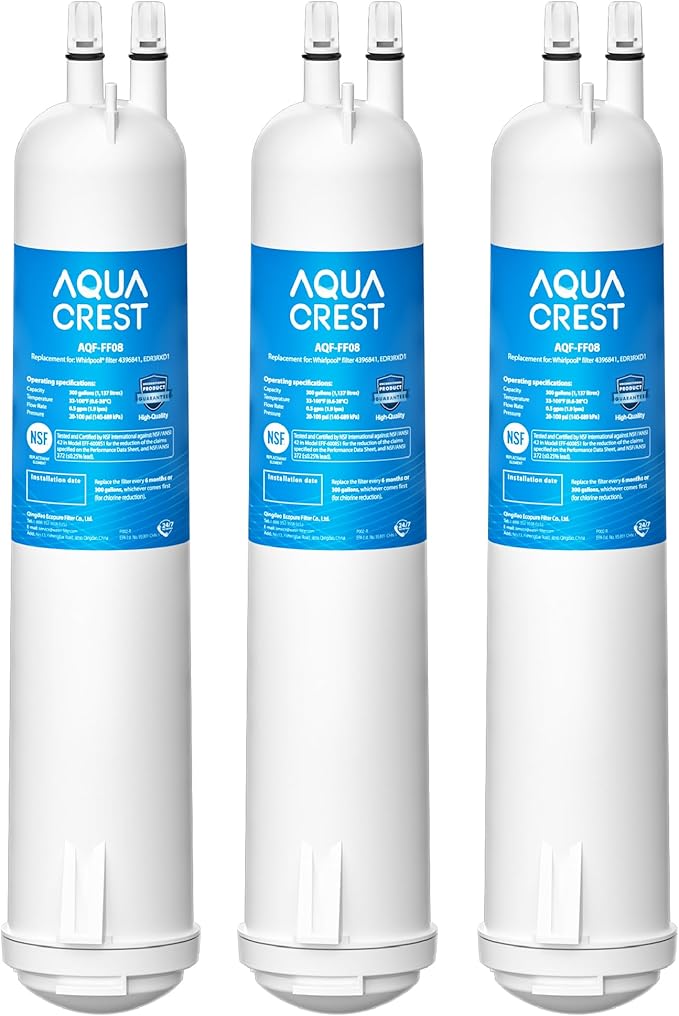 AQUA CREST EDR3RXD1 Replacement for 4396841, Everydrop® Filter 3, 4396710, Kenmore® 46-9083, 46-9030, Refrigerator Water Filter, 3 Filters