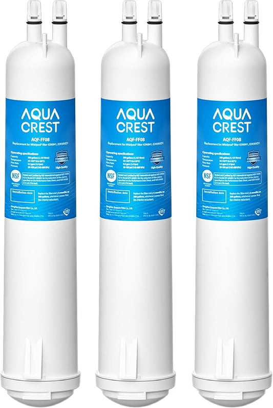 AQUA CREST EDR3RXD1 Replacement for 4396841, Everydrop® Filter 3, 4396710, Kenmore® 46-9083, 46-9030, Refrigerator Water Filter, 3 Filters