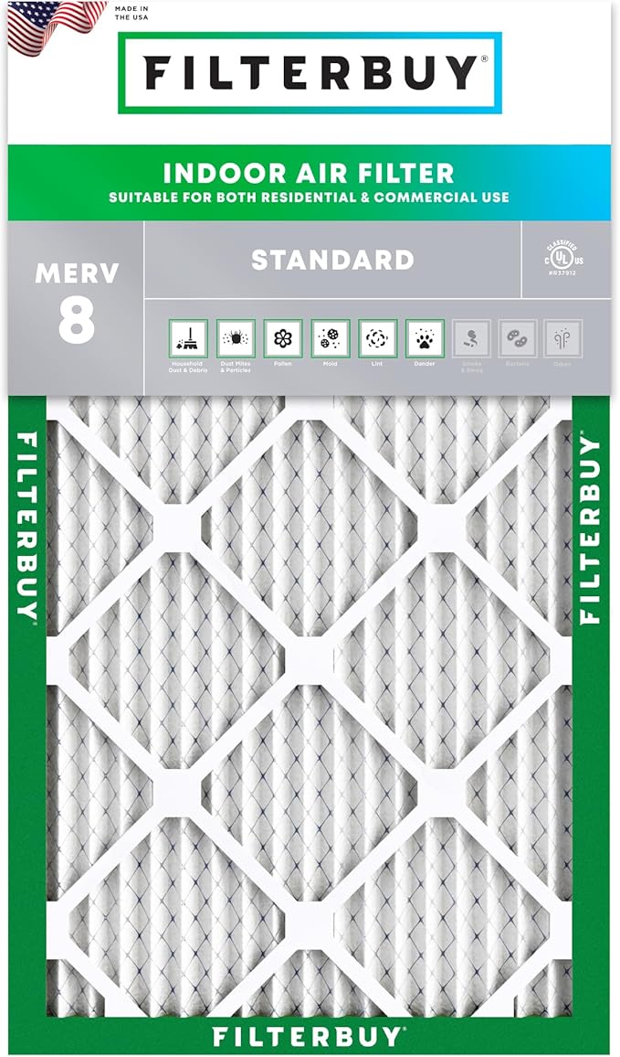 Filterbuy 10x30x1 Air Filter MERV 8 Essential Dust & Allergy Defense (1-Pack), Electrostatic Pleated HVAC AC Furnace Filters Replacement (Actual Size: 9.50 x 29.50 x 0.75)