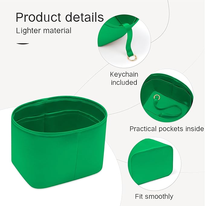 Picotin 18 Bag Insert Oval with Zipper, Purse Organizer Compatible with Hermes Picotin, Silky Bag Insert, Lightweight and Soft Touch (PC18 Oval, Bambou)