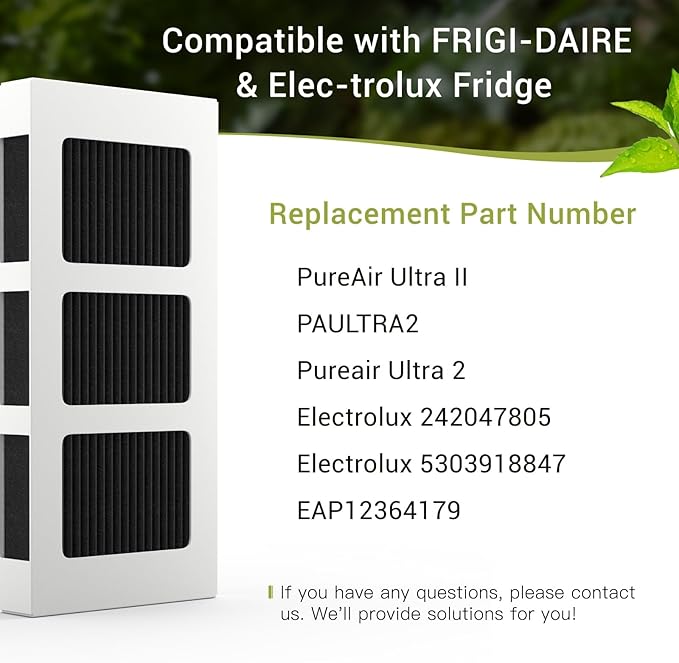 8 PACK Upgrade Refrigerator Air Filter Replacement for Paultra2 Compatible with Frigi-daire Pureair Ultra 2, Pure Air Ultra 2, Pureair Ultra ii and Elec-trolux 242047805, 5303918847, EAP12364179